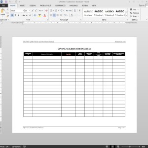 ISO9001 2015 Calibration Log Template Template Word