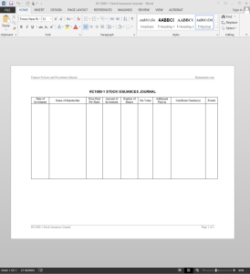 Stock Issuances Journal Template