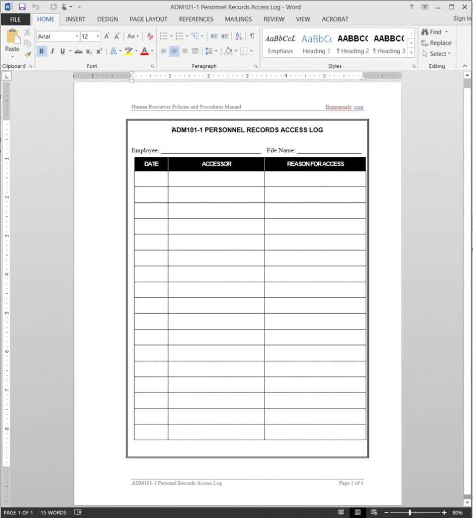 Personnel Records Access Log Template Free HotPorn Pic Gallery